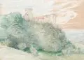 Robert Sterl, Robert Sterl, Burg Münzenberg (?) in Hessen. Wohl um 1900