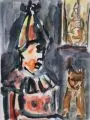 Heinz Tetzner, Harlekin mit Hund. Ohne Jahr, Aquarell auf "Torchon"-Papier