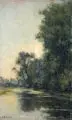 August John Paul Bohnhorst, Bäume am Flußufer, Um 1900, Öl auf Leinwand, auf Sperrholz aufgezogen