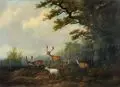 Georg Höhn, Damwild am Waldrand, Um 1850, Öl auf Leinwand