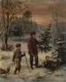 Franz Krüger, Beim Weihnachtsbaumholen. 1. H. 19. Jh, Öl auf Leinwand