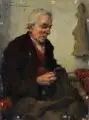 Robert Frank Krauss, Der Flickschneider. 1. H. 20. Jh, Öl auf Holz