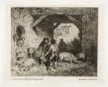Charles Jacque, Charles Emile Jacques, Drei Hirten-Szenen. 1844 / 1849 / 1850, Radierungen auf China, auf Untersatzpapier aufgewalzt