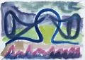 A. R. Penck, Studie zu Warschauer Aufstand oder der Utopiecomputer, 1975, Gouache
