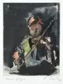 Richard Pusch, Kleiner Geiger, 1952, Aquarell und Federzeichnung in Tusche auf Maschinenbütten