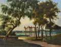 Franz Wilhelm Leuteritz, Jagdschloß Moritzburg bei Dresden, 1882, Öl auf Leinwand