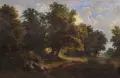 Gustav Friedrich Papperitz, Spätsommerliche Parklandschaft im englischen Stil mit Wasserschloß, 1848, Öl auf Leinwand