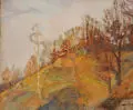 Karl Sinkwitz, Herbstlandschaft, 1923, Öl auf Leinwand, auf Malpappe aufgezogen
