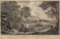 Johann Alexander Thiele, Prospect von dem Königl. LustSchloss Pillnitz an der Elbe und umliegenden Gegend wie sich solches gegen Mittag Presentiret, 1726, Radierung auf Bütten mit Wasserzeichen