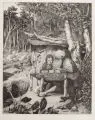 Max Klinger, Simplici Schreibstunde, 1881, Radierung auf China, auf Kupferdruckpapier aufgewalzt