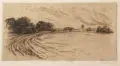 Karl Ernst Hänsel, Feldweg / Zwei Bäume am Wegesrand. Ohne Jahr, Radierungen und Aquatintaradierung