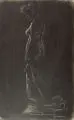 Karl Ernst Hänsel, Stehender weiblicher Akt, Um 1900, Radierung (Gummidruck) auf belichtetem, grau-grünen Papier