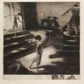 Alois Kolb, Salome, Radierung auf dünnem, chamoisfarbenem Papier