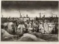 Gert Pötzschig, Blick auf Leipzig I, 1980, Aquatintaradierung auf festem Bütten