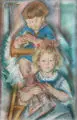 Ernst Müller-Gräfe, Geschwisterkinder, 1920, Farbige Pastellkreide