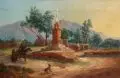Ludwig Vogel, Sizilianische Landschaft bei Palermo mit Wegkreuz und Staffage. 1. H. 19. Jh, Öl auf Leinwand