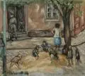Curt Ehrhardt, Der Sandhaufen (Spielende Kinder am Neustadt-Markt), 1949, Öl auf Leinwand