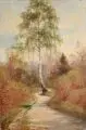 Adam Pelczynski, Sonniger Waldweg mit Birke. 1905/ 1909, Öl auf Leinwand
