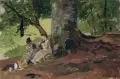 Paul Wilhelm Tubbecke, Drei Damen bei der Nadelarbeit im Laubwald