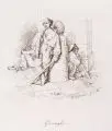 Giuseppe Alessandria, Girovaghi, Federzeichnung in brauner Tusche