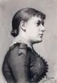 Mieczyslaw Reyzner, Portrait einer jungen Frau nach rechts, 1882, Kohlestiftzeichnung