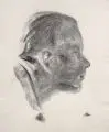 Carl Lohse, Herrenkopf im Profil nach rechts. Wohl 1950er Jahre