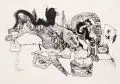 Gerhard Altenbourg, Lang hin, 1950, Lithographie auf altdeutschem, gelblichem Bütten