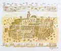 Eduard Bargheer, Südländische Stadt, 1973, Farblithographie auf "BFK Rives"-Bütten
