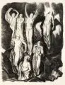 Ludwig von Hofmann, Mythologische Szene. Ohne Jahr, Lithographie auf Japanpapier mit Prägestempel ("JKV" unter einem Baldachin) u.li