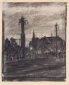 Georg Quenzel, Am Zugbahnhof in Leipzig, 1919, Kohlestiftzeichnung