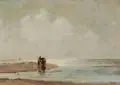 Jacobus Doeser, Muschelfischer am Strand von Katwijk. Wohl um 1910, Öl auf Leinwand