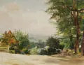 Arno Drescher, Landschaft bei Pillnitz, Wohl 1920, Öl auf Malpappe