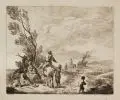 Johann Christian Klengel, Vier Blätter aus einer Folge von 12 Radierungen nach C. W. E. Dietrich. 1773 - 1774, Radierungen