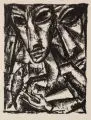 Max Burchartz, Paar mit Fisch. Ohne Jahr, Lithographie auf chamoisfarbenem Papier