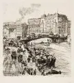 Wilhelm Giese, Stadtansicht (Berlin, Schiffbauerdamm?), 1912, Radierung
