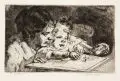 Wilhelm Giese, Mutter und Kind beim Kreiselspielen, 1915, Radierung auf Bütten