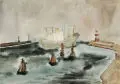 Im Hafen von Warnemünde. Ohne Jahr by Gussy Hippold-Ahnert, Aquarell über Bleistift, offered Dec 2011