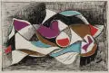 Manfred Martin, Stilleben, 1956, Federzeichnung in Tusche und Buntpapier
