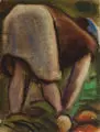Curt Querner, Kleine Rübenfrau, 1958, Aquarell auf strukturiertem Aquarellkarton