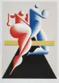Hans Ticha, Hürdenlauf, 1994, Farboffsetlithographie