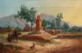 Ludwig Vogel, Sizilianische Landschaft bei Palermo mit Wegkreuz und Staffage. 1. H. 19. Jh, Öl auf Leinwand