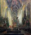 Otto Hamel, Barockes Interieur einer katholischen Kirche. Ohne Jahr, Öl auf Leinwand