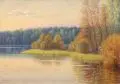 Richard Goeßler, Abendstimmung (Bauernteich Bärwalde), 1938, Öl auf Leinwand