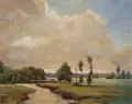 Walter Schnauder, Leipziger Land, Öl auf Malpappe