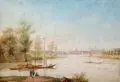 Johann Friedrich Nagel, Blick auf Dresden. Wohl um 1790, Aquarell und Gouache