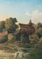 Emil Brack, Augustiner-Chorherrenstift (Altes Schloß) in Herrenchiemsee, 1881, Aquarell
