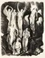 Ludwig von Hofmann, Mythologische Szene. Ohne Jahr, Lithographie auf Japanpapier mit Prägestempel ("JKV" unter einem Baldachin) u.li