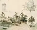 Wilhelm Friedrich Rothe, (zugeschr.), Skizzenblatt mit Landschaftsdarstellungen. 1. H. 19. Jh, Aquarell über Bleistift auf Bütten