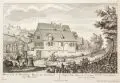 Johann Georg Merz, Herrn C.C.P. Weinbergs-Hauss zu Loschwiz bei Dresden, Kupferstich auf Bütten, zum Teil auf Untersatzpapier montiert