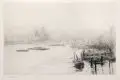 William Lyonel Wyllie, London im Nebel, Um 1900, Radierung auf Bütten mit Wasserzeichen "O.W.P. & A.O.L."